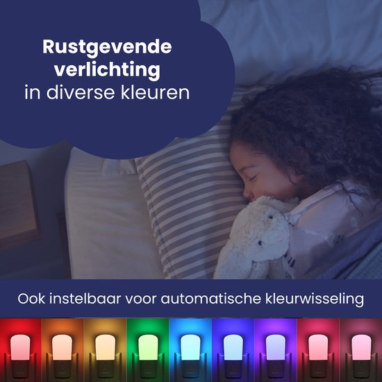 Multi kleur Led Nachtlampje Stopcontact - Kinderen & Volwassenen - LED Nachtlampje Kinderkamer - Dimbaar in 10 standen - Multi Kleur RGB & Warm Wit - Met Timer & Afstandsbediening - Stopcontactlamp Duurzaam Nachtlampje Slaapkamer van Merkloos — afbeelding 5