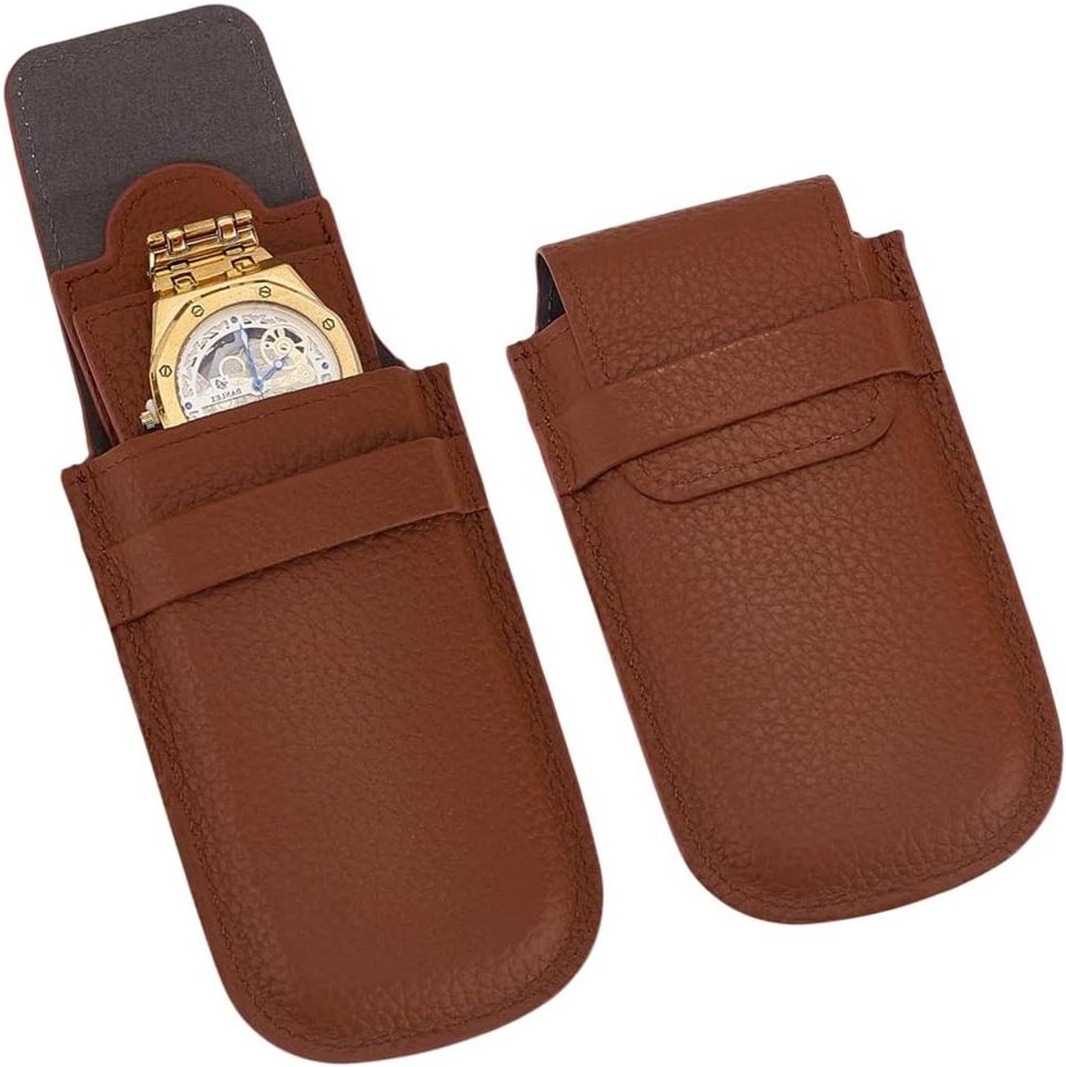 Inovra - Leren horlogetas voor eenvoudige horloges - Draagbaar en Luxe - 15 x 8,1 x 2,45 cm - Cadeautas voor sieraden en armbanden - Organizer met zoekwoord1, zoekwoord2, zoekwoord3.