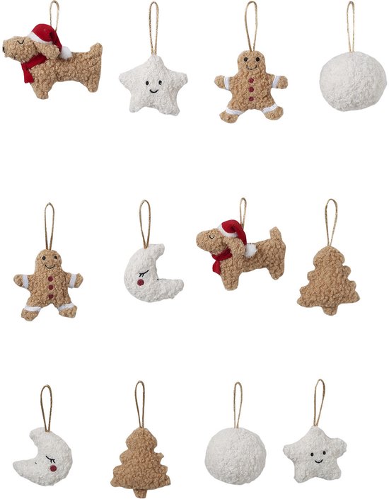 Vertbaudet Set de 12 décorations de Noël en sherpa