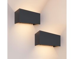 Ledvion 2x LED Wandlamp 9,5W 3000K IP54 Tweezijdig Zwart Buitenlamp