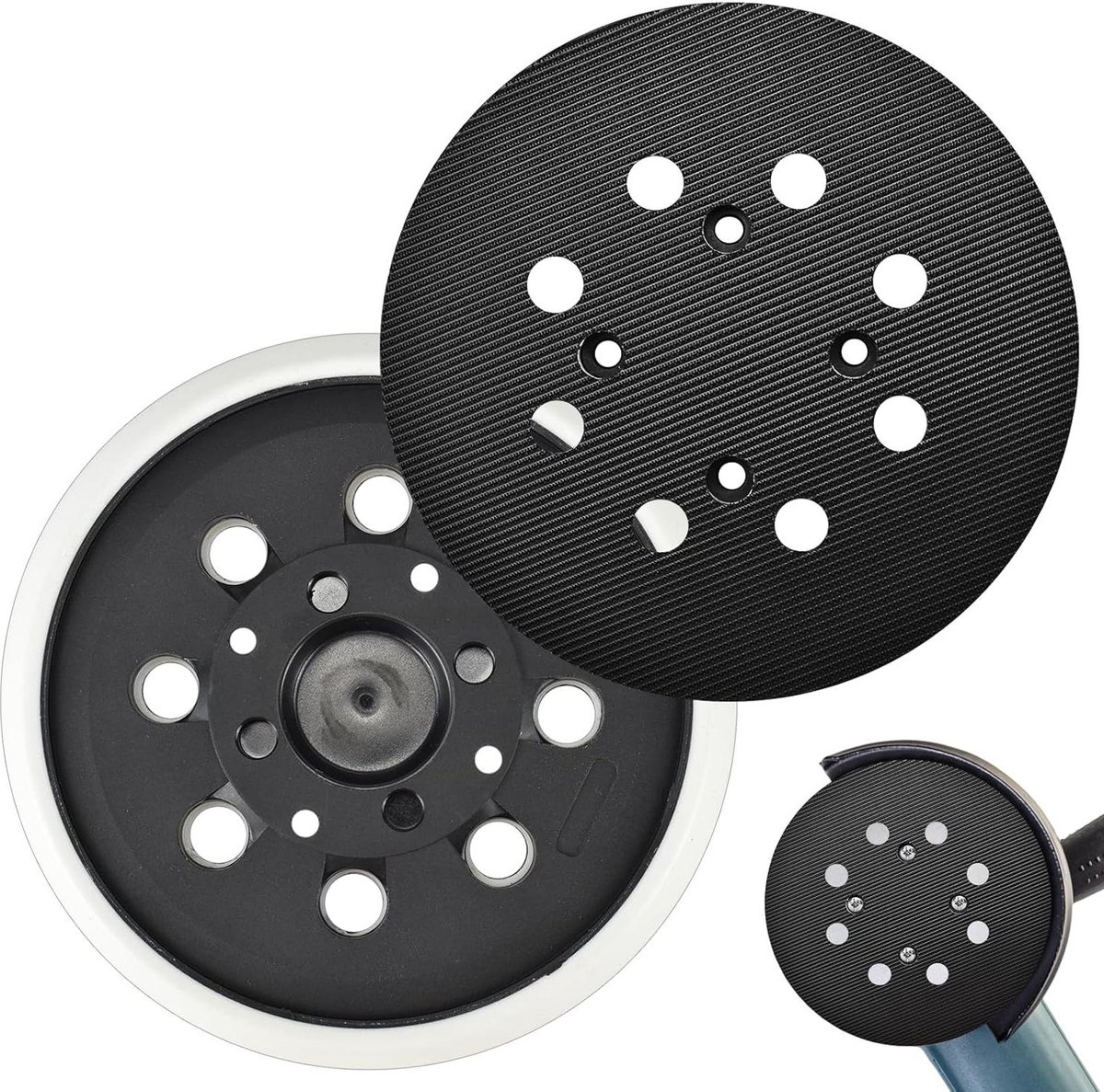 Allecto plus - Schuurschijven 125 mm, 8-gaats klittenbandsysteem voor excentrische schuurmachine - Geschikt voor Bosch PEX 300 AE/400 AE - Middelharde schuurplaat - 2 stuks