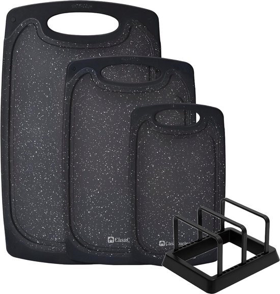 CasaCucina snijplank kunststof – 3-delig – anti-slip – zwart