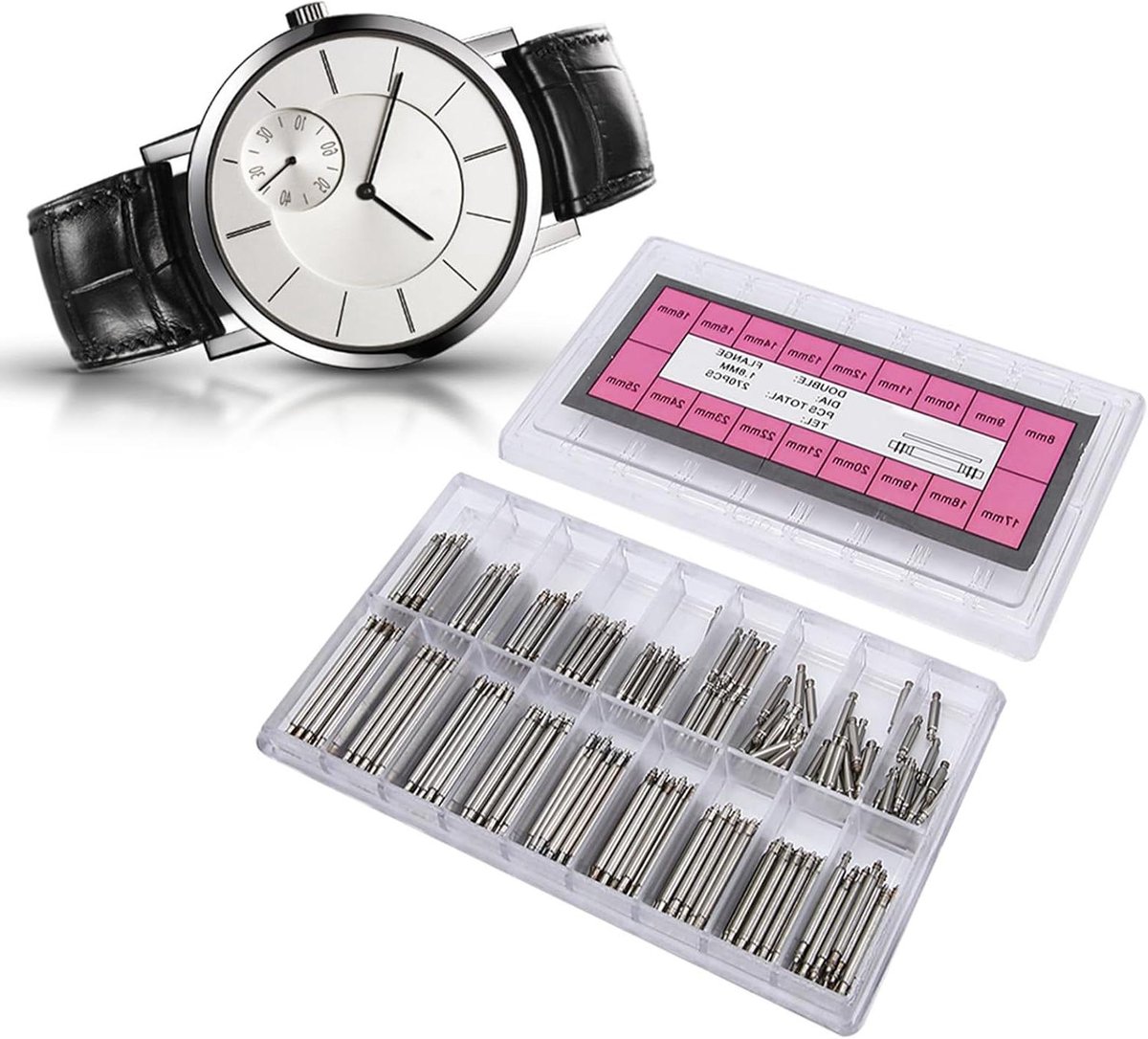 1.8mm Spring Bars Strap Link Pins - 270 stuks voor horlogeband Reparatie Accessoire .