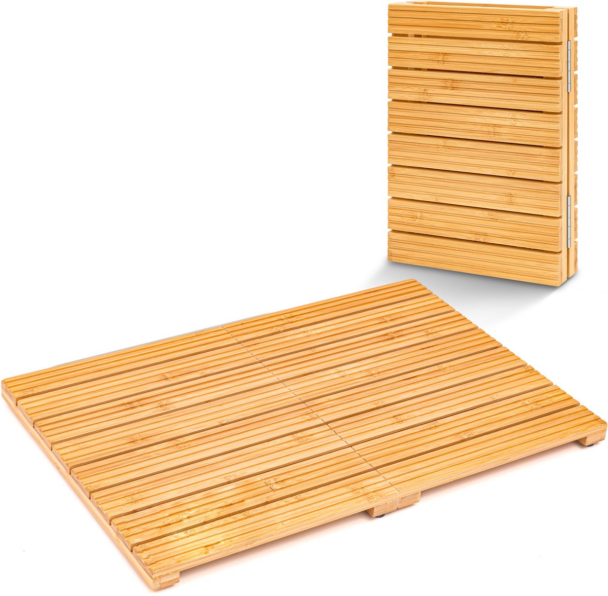 SereneLife badmat – Opvouwbare Bamboe Antislip Vloermat voor Badkamer, Sauna en Spa – Dubbele Antislipzijde