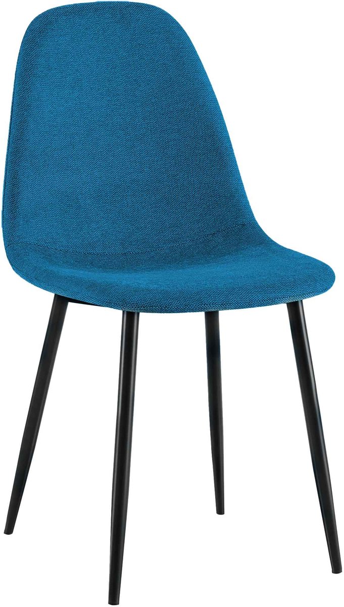 CLP Napier Eetkamerstoel - Modern Design - Zonder armleuning - Metalen Onderstel - Comfortabele Rugleuning - Max. 150 kg - Stof/blauw