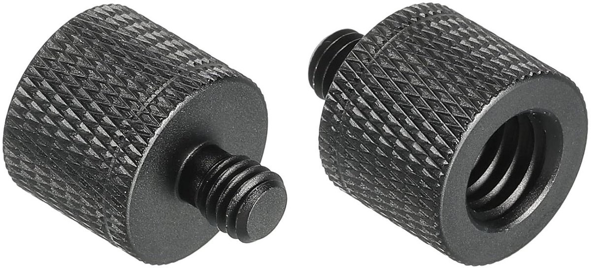 2 stuks microfoonstandaard adapter 3/8 bus x M6 stekker camera schroef in zwart, universeel compatibel