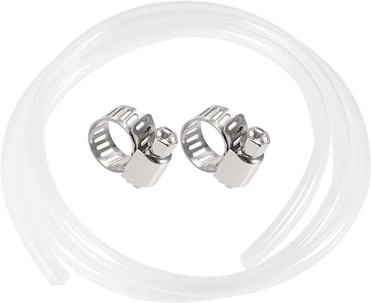 Siliconen slang met 8 mm binnendiameter, 10 mm buitendiameter, 1,5 m lengte - helder - inclusief klemmen - geschikt voor luchtslang en waterleiding.