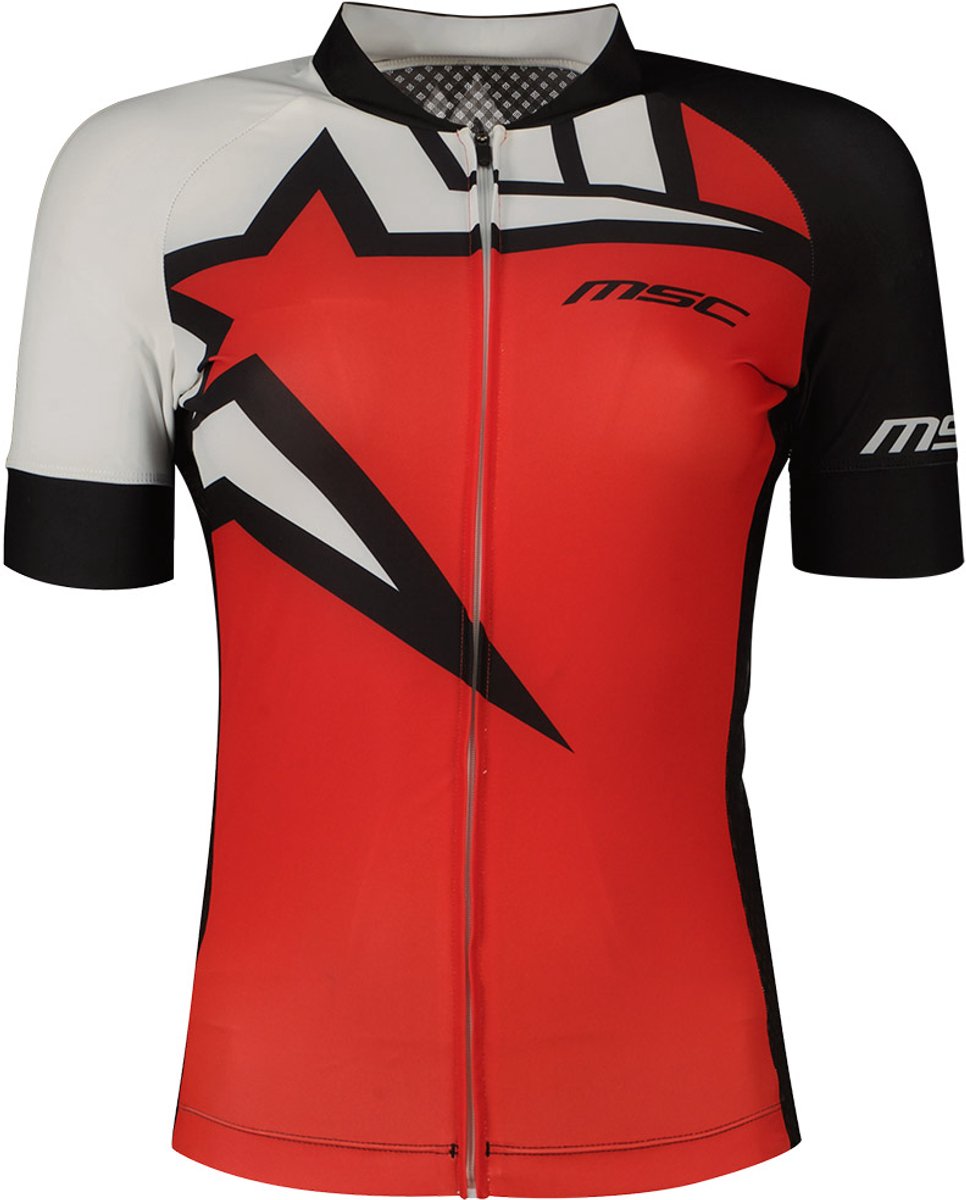 Msc Claudia Pro Korte Mouw Wielertrui Rood,Zwart L Vrouw