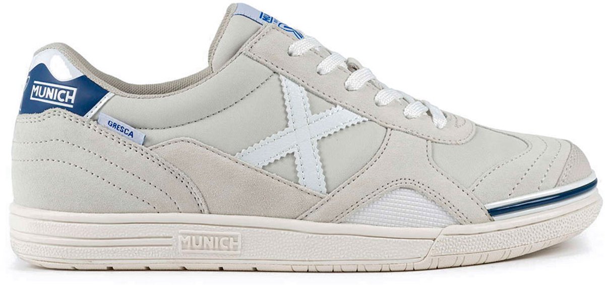 Beige Munich Gresca 319 zaalschoenen voor mannen, met splitleer, PU en metallic leer, EU maat 46.