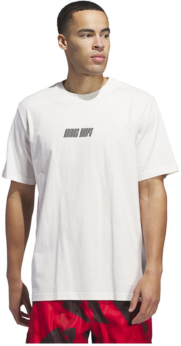 Adidas Hoops Graphic T-shirt Met Korte Mouwen Man Wit
