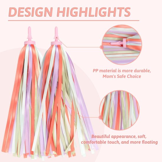 2pack Fietsstuur Kleurrijke Kwastje Streamers Kids Scooter Fiets Lint