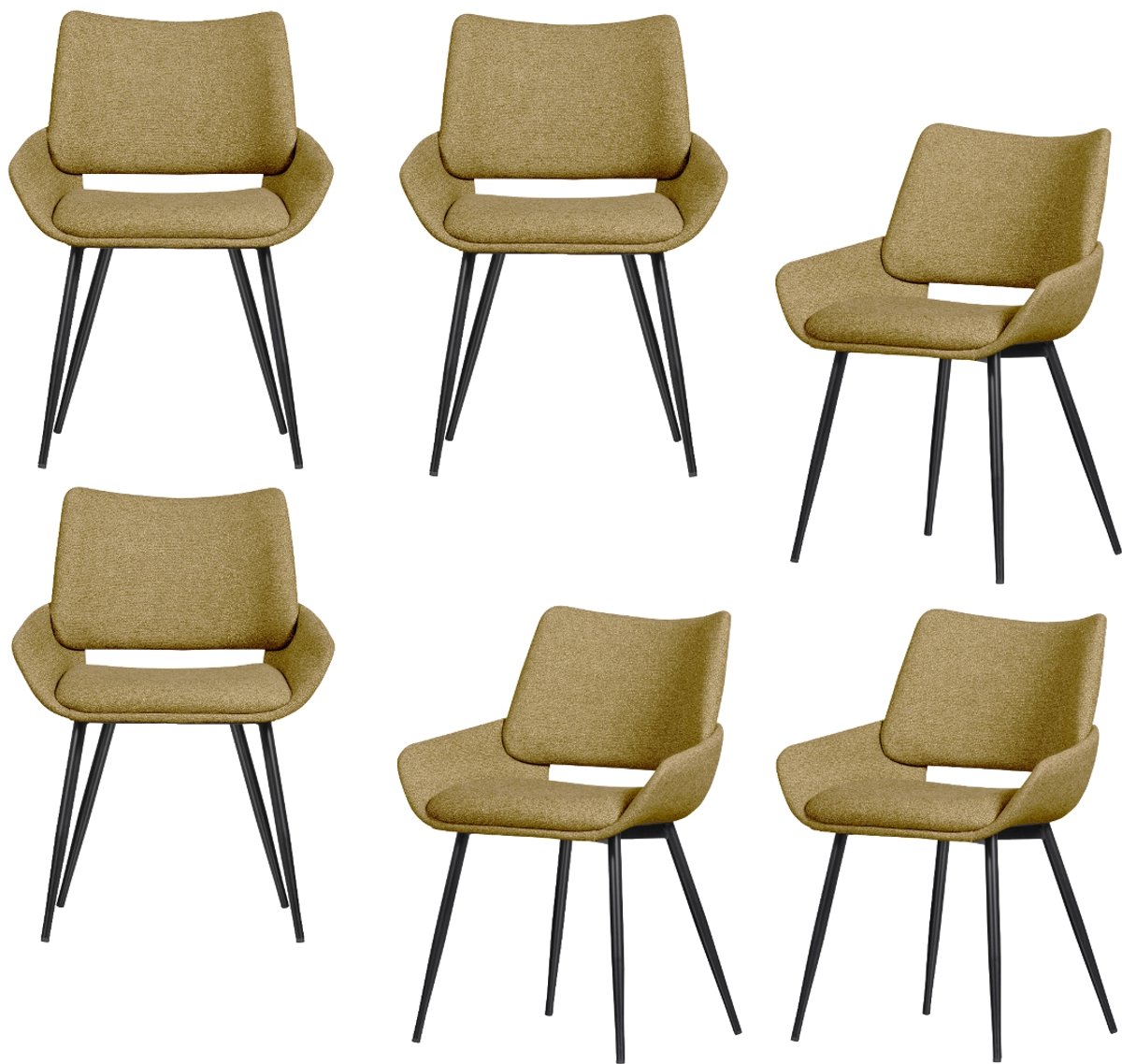 WOOOD Parade Eetkamerstoelen - Melange Stof - Mosterd - Set van 6