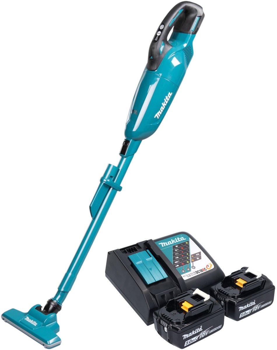Makita DCL 284 FRT2 accustofzuiger 18 V 0,73 l borstelloos + 2x accu 5,0 Ah + oplader