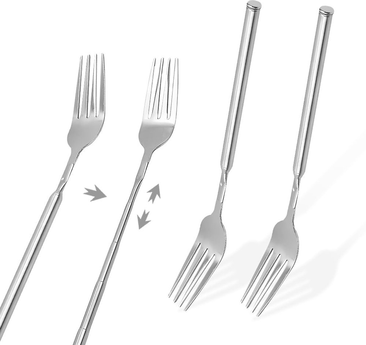 Ibenzoa® Uitschuifbare telescopische vorken set voor barbecue en kamperen