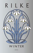 Boekomslag 'Winter' met een art-nouveau illustratie van witte sneeuwklokjes met blauwe stelen en bladeren, geplaatst in een cirkelvormig kader. Boven staat 'RILKE', onderaan 'WINTER' en 'INSEL'.