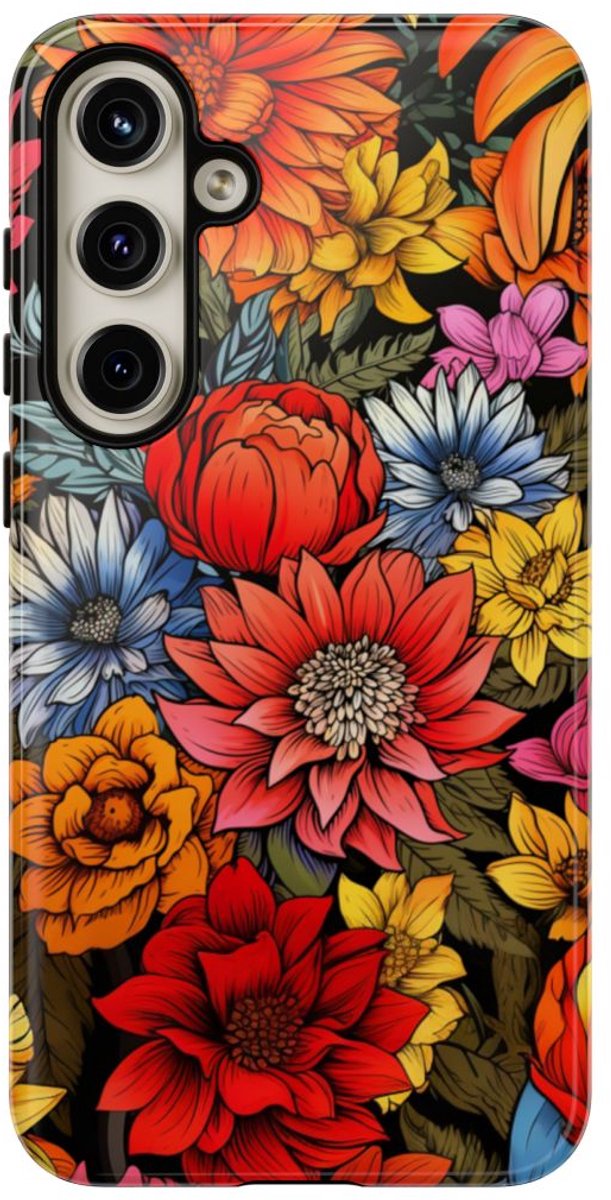 Levendig Bloemenpatroon – Telefoonhoesje Geschikt voor Samsung Galaxy S24 Plus
