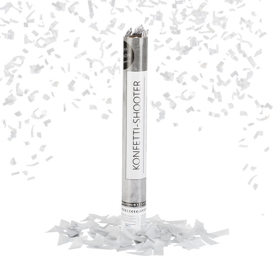 Relaxdays 10x canon à confettis 40 cm - papier - biodégradable - party popper argent