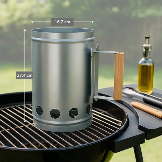 Briquette d'allumage pour barbecue - métal - avec manche en bois - 27 cm - Allume-feu BBQ