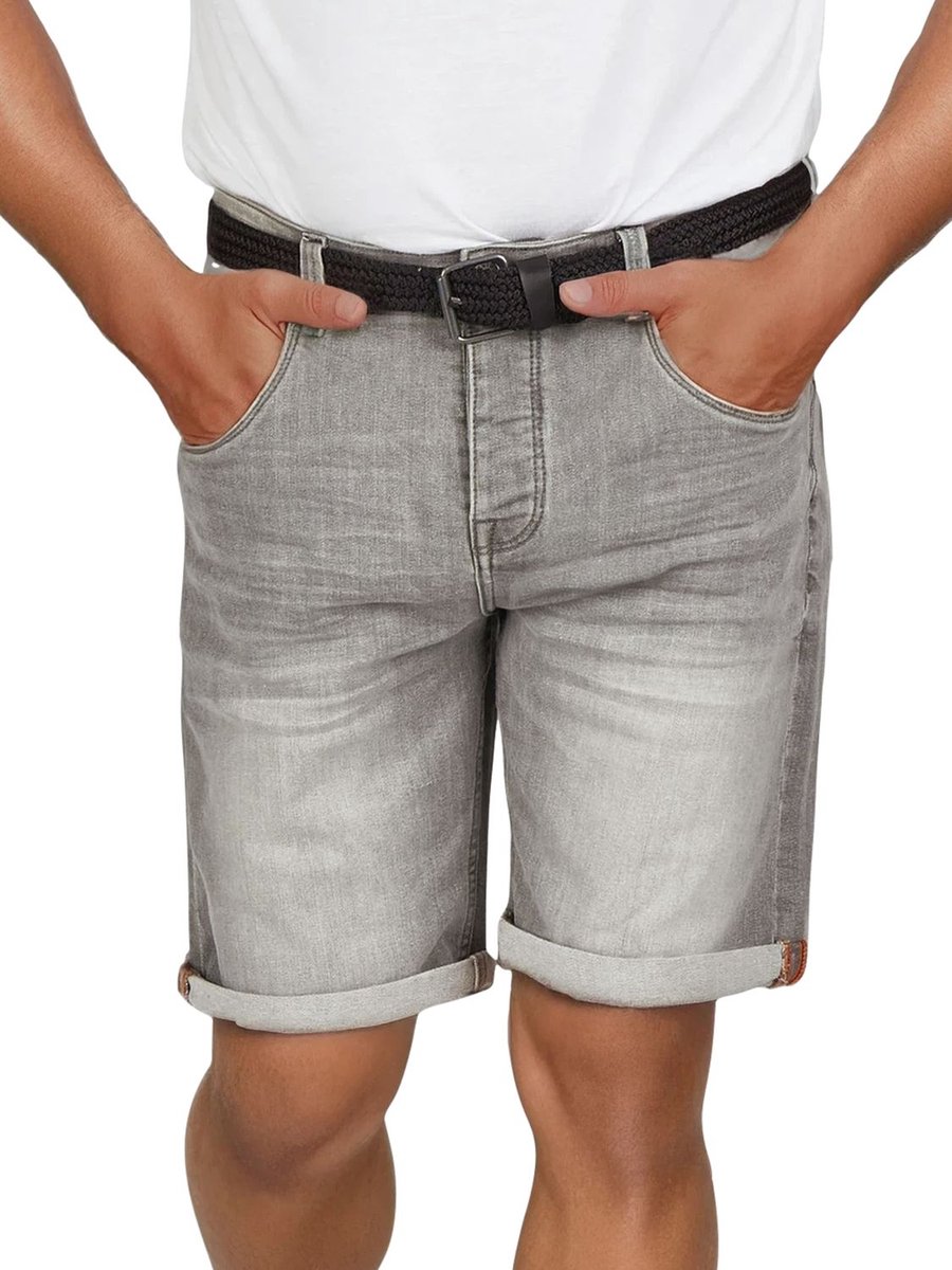 DENIMFY Heren Short Broeken DFBo regular/straight Fit Grijs Volwassenen Jeans shorts heren - Korte spijkerbroek heren