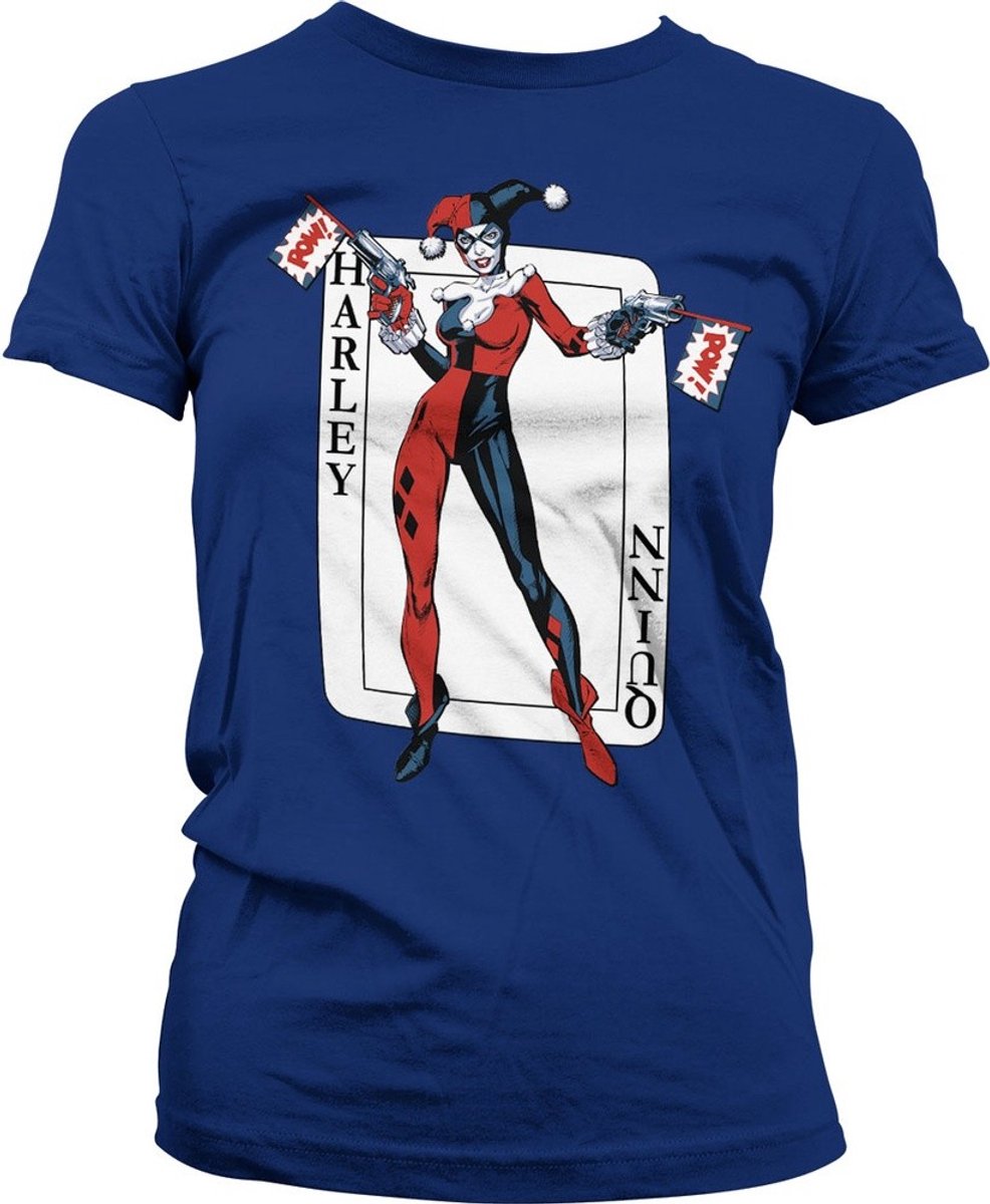 Harley Quinn Card Games Girly Tee Damen T-Shirt Navy-L