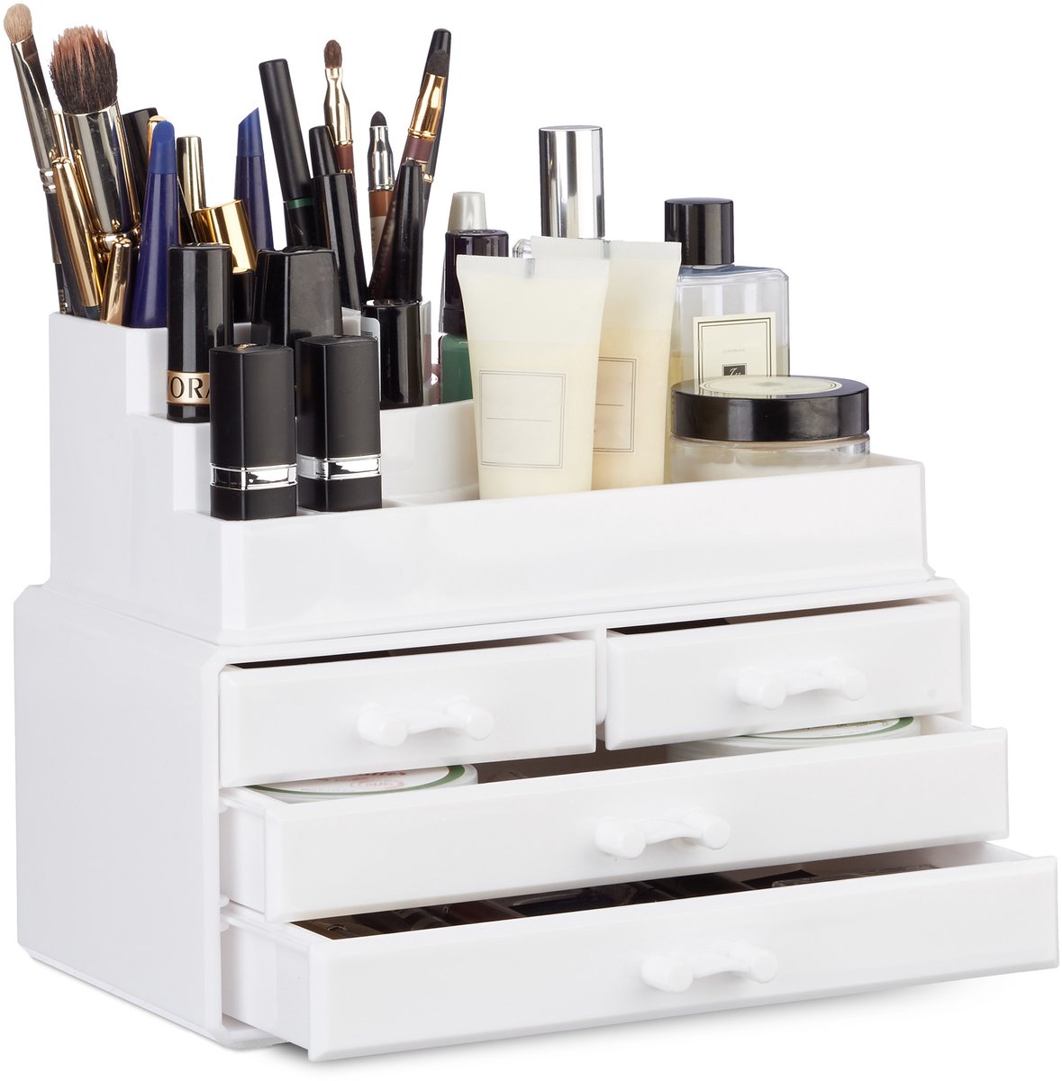 2x make-up organizer - tweedelig - cosmetica opbergdoos - lippenstift houder