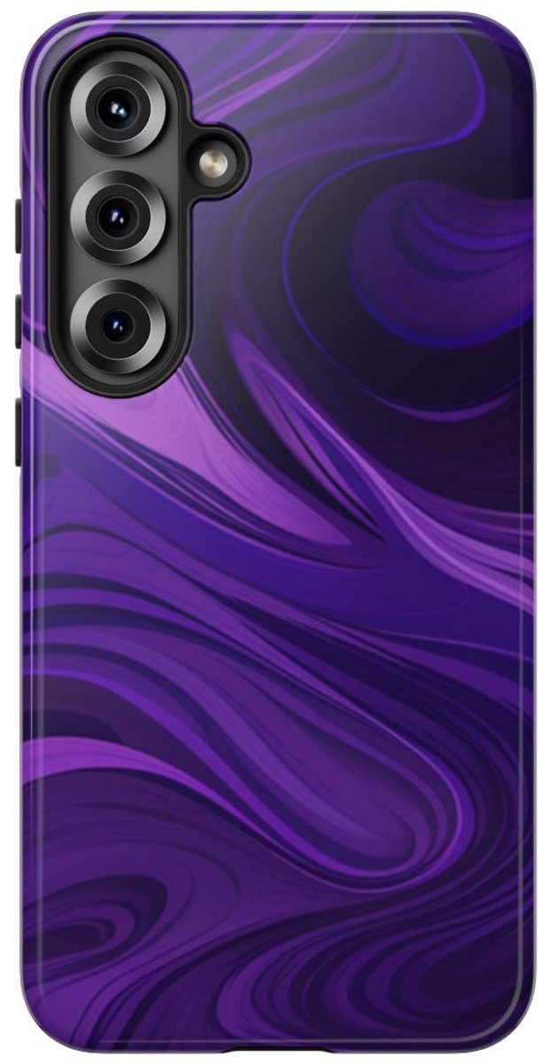 Paarse Abstracte Golfpatroon – Telefoonhoesje Geschikt voor Samsung Galaxy S25 Plus