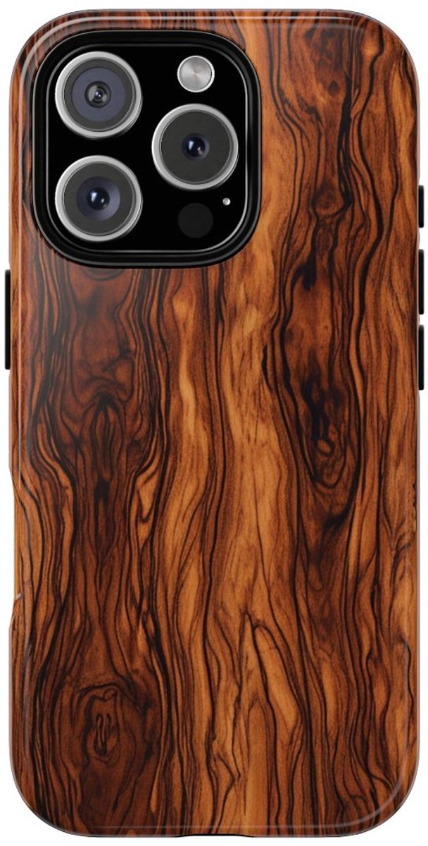 Luxe Burlhoutstructuur – Telefoonhoesje Geschikt voor iPhone 16 Pro