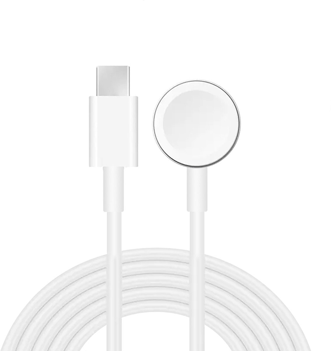 Oplader - USB-C oplaadkabel - geschikt voor Apple Watch Series 1 / 2 / 3 / 4 / 5 / 6 / 7 / 8 / 9 / 10 / SE / SE 2 / Ultra / Ultra 2 - draadloos opladen - wit