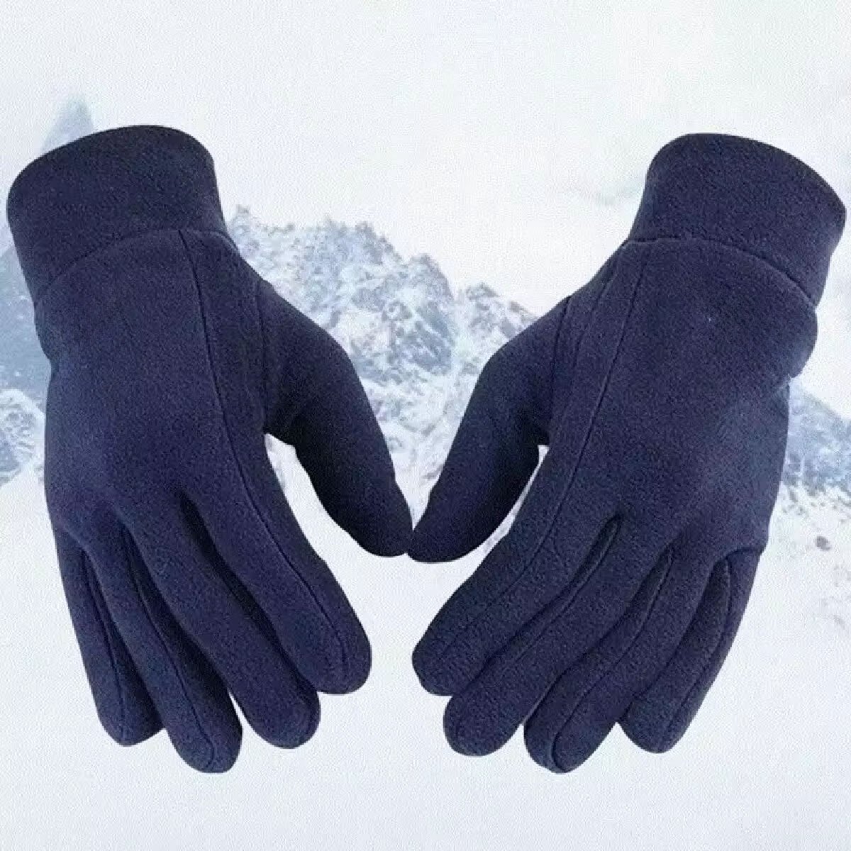 Thermische winterhandschoenen voor heren en dames – winddicht fleece gevoerd lange vinger – ideaal voor skiën & fietsen Blauw
