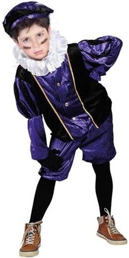 Witbaard Pietenpak Junior Polyester Paars/zwart 3-delig Mt 140