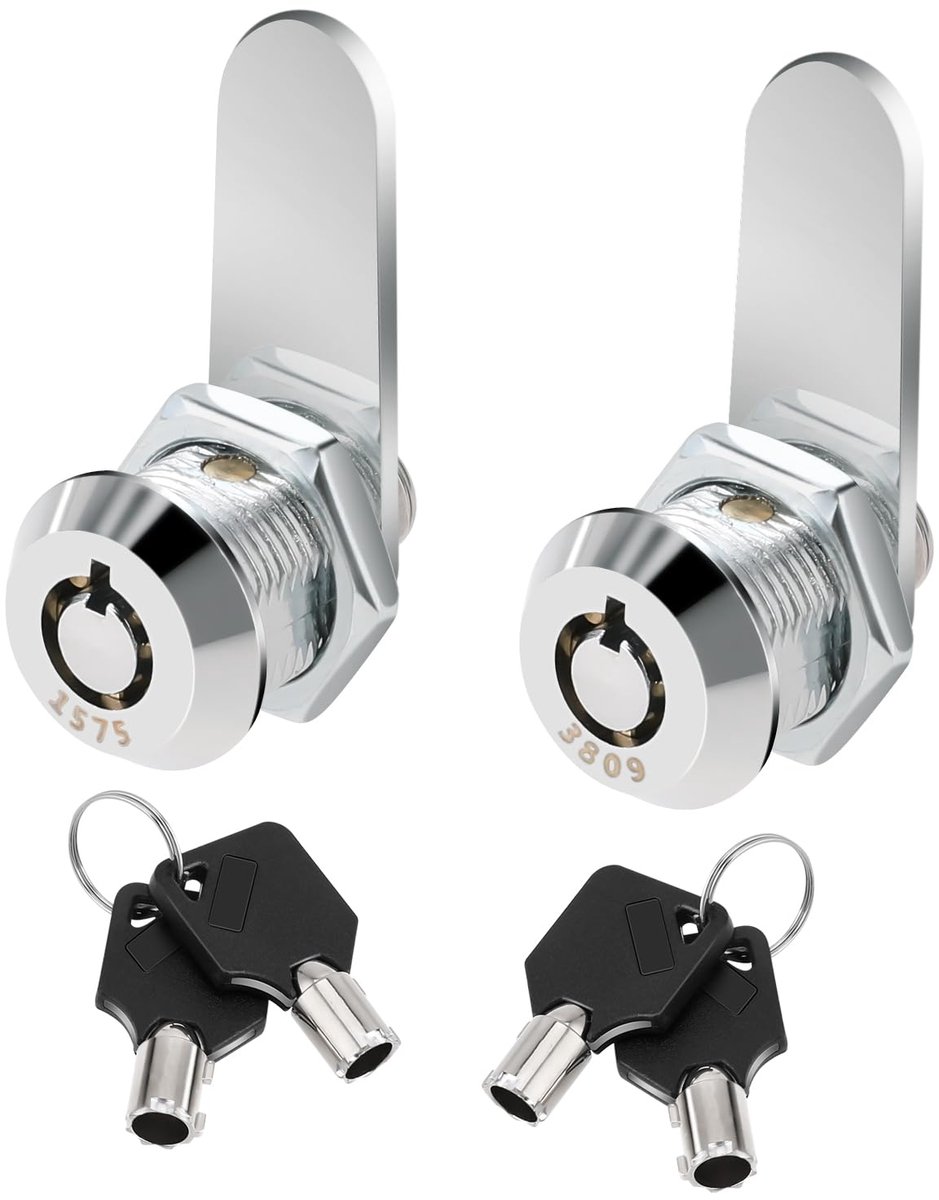 2 stuks gereedschapskistsloten met sleutels 5/8 inch camlock vlakke sleutel universele gereedschapskistsloten kastsloten met sleutels gereedschapskistsloten vervangende onderdelen voor vrachtwagen camper ladedeur gereedschapswagen brievenbus