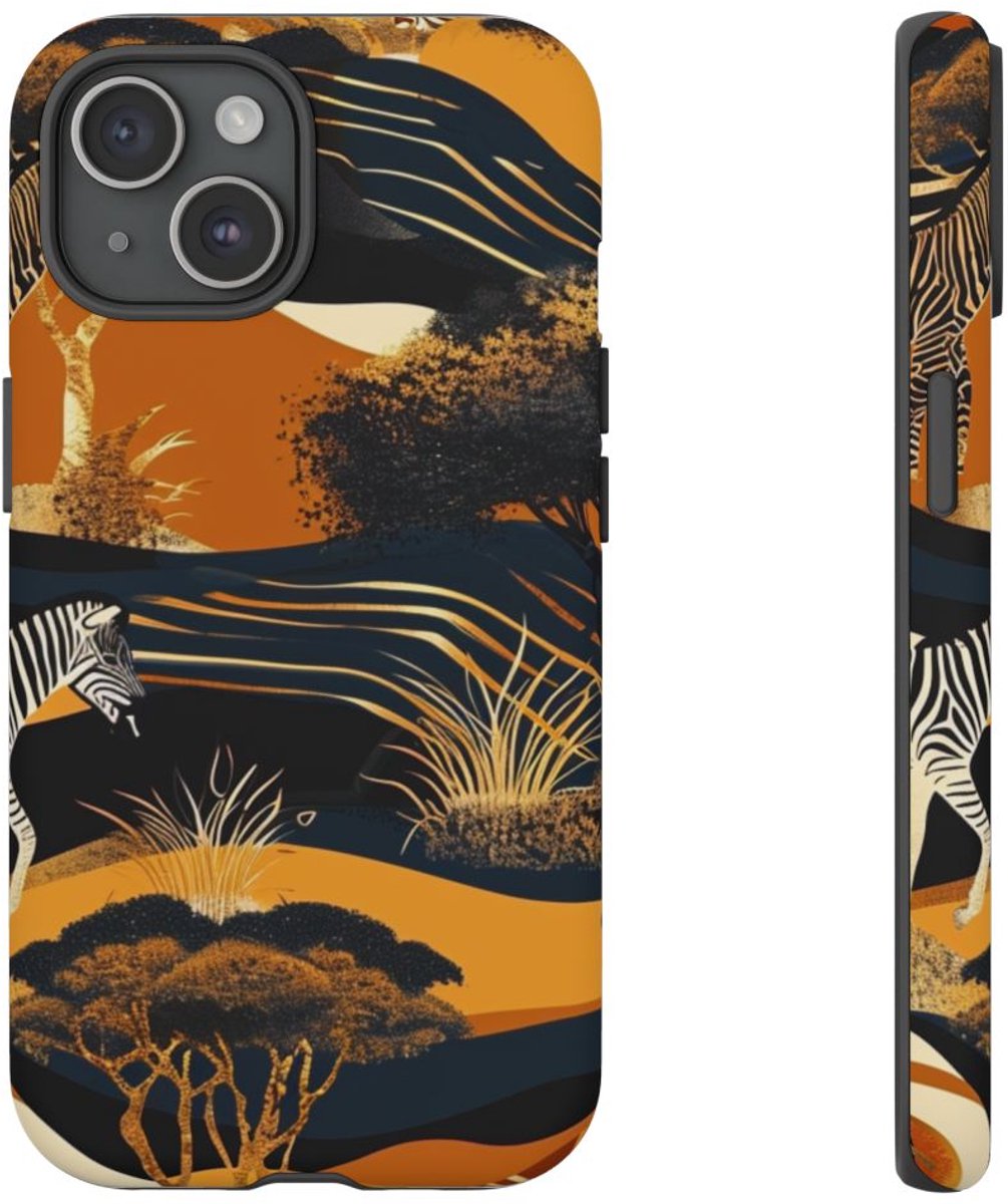 Abstract Afrikaans Savanne Zebra Patroon – Telefoonhoesje Geschikt voor iPhone 15