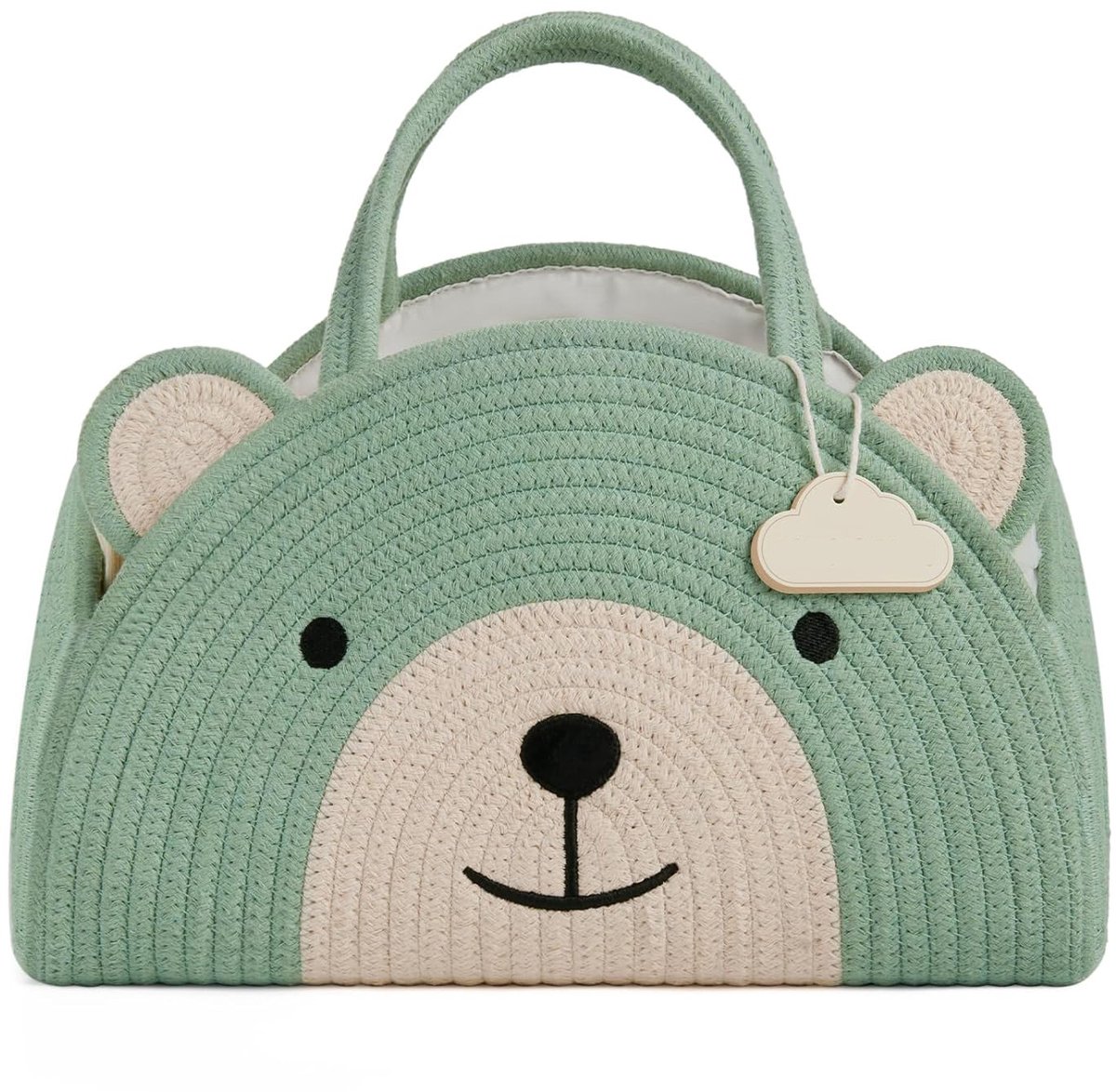 Luiertas - Luiermand - Luierdoos - Opbergdoos - Geweven tas - Groene Beer