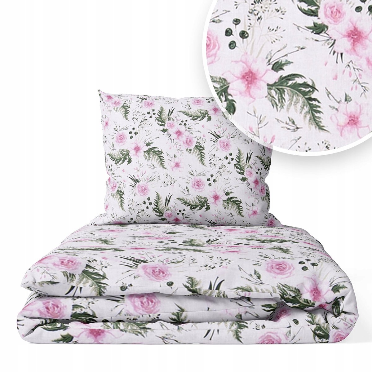 Kinderbeddengoed 160x100cm 2-delig Katoen Roze Bloem