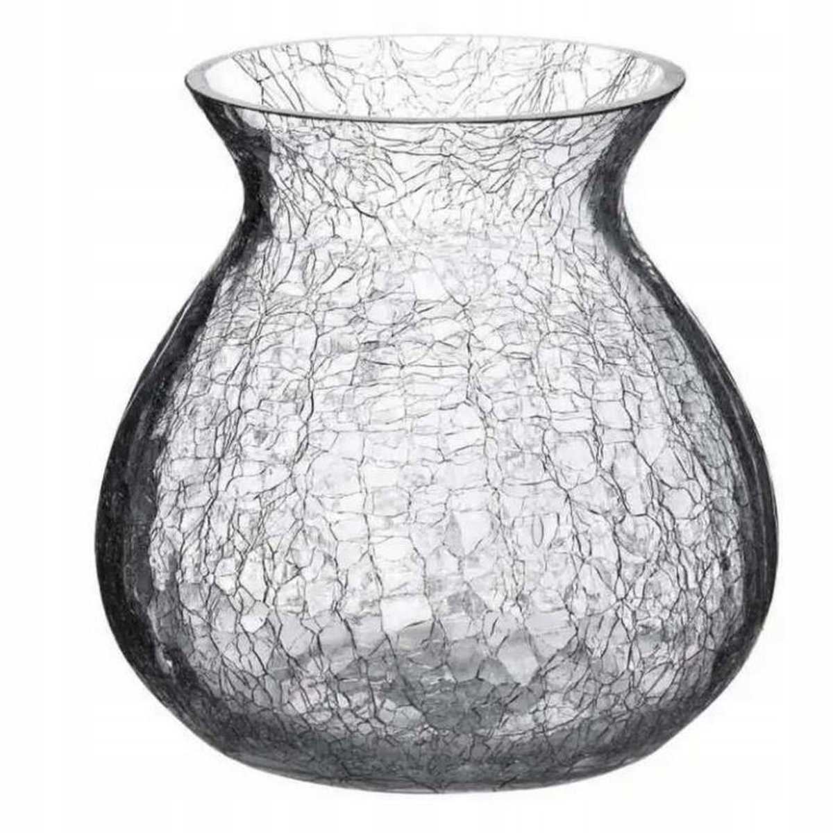 Decoratieve Glazen Vaas - Gebarsten Glas - 17x16 cm