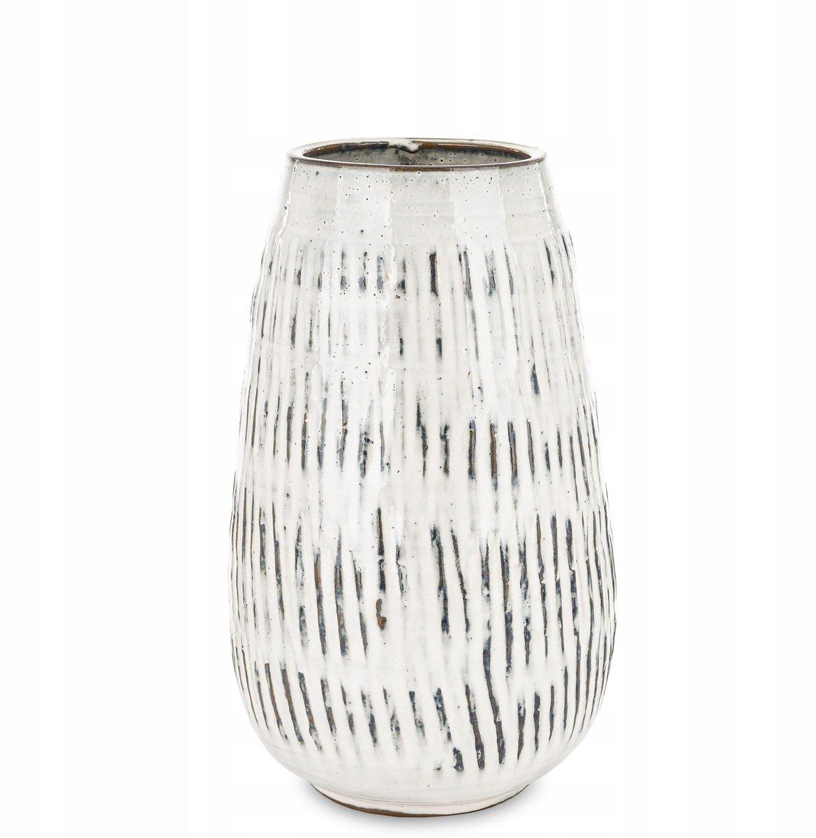 Keramieken Vaas Wit-Grijs met Vintage Effect - 34,5 cm