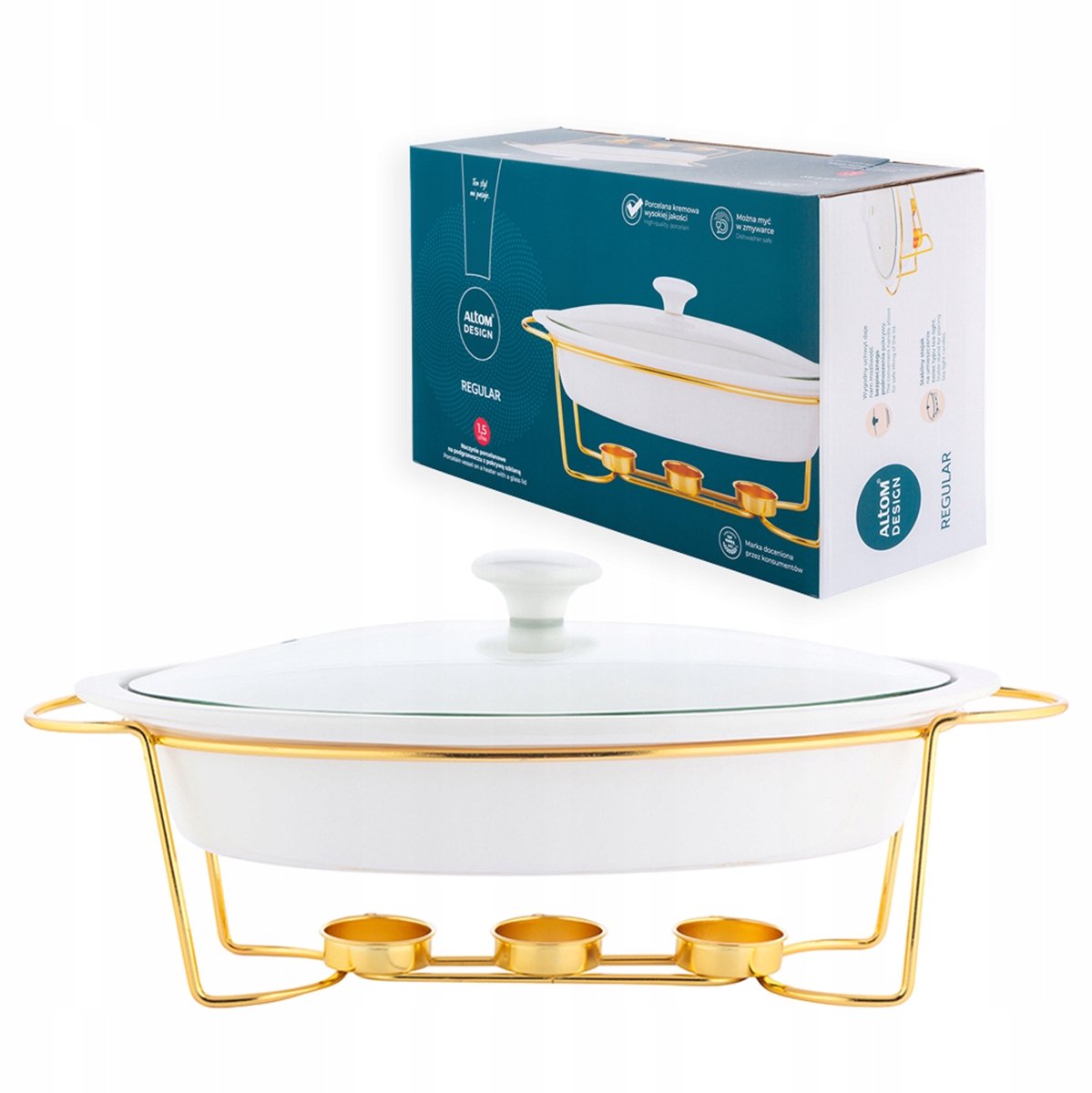 Ovenschaal met warmer Altom Design Regular 1.5L Goud/Crème