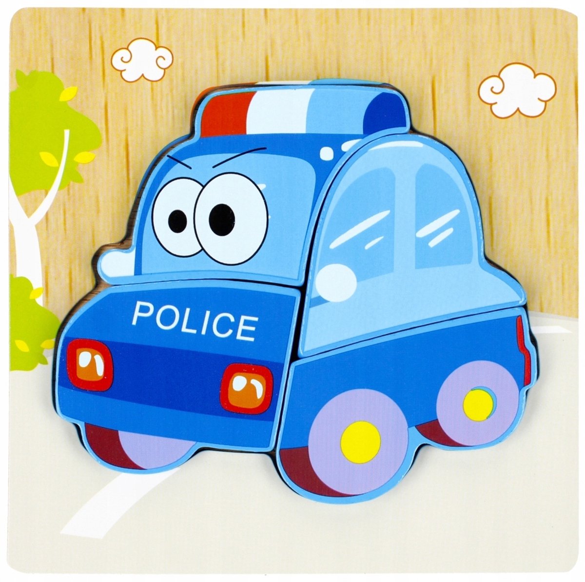 Houten Puzzel Politie 4 Stukjes - Leerzaam en Creatief
