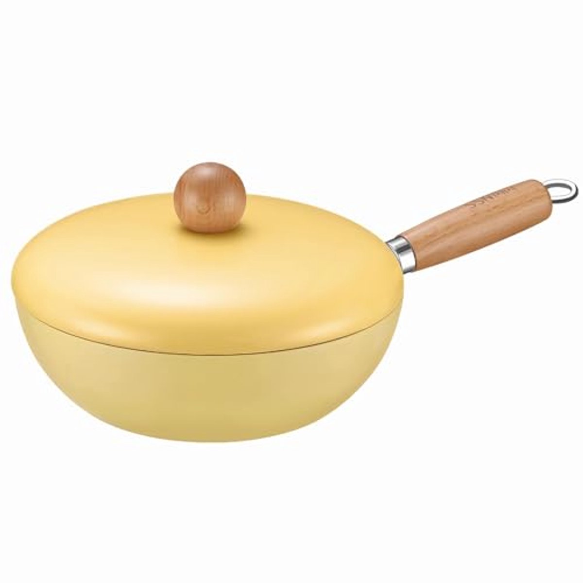 Dubbelzijdige keramische coating mini-wok 24 cm - Antiaanbakpan in geel voor stijlvol koken