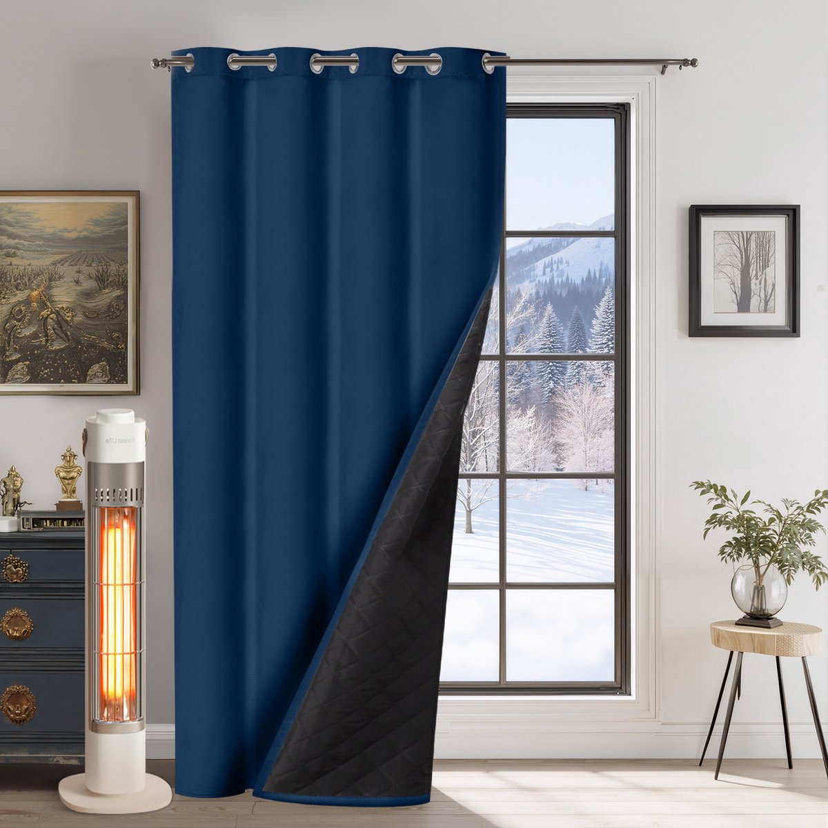 Qelus Verduisterende Gordijnen - Kant en Klaar Gordijn - Dikke Verduisterende Thermische Gordijnen - 1 stuk Voor Een Lekker Warme & Stille Woonkamer/Slaapkamer- B132 X H244 cm (Marineblauw) Marineblauw,1 stuk
