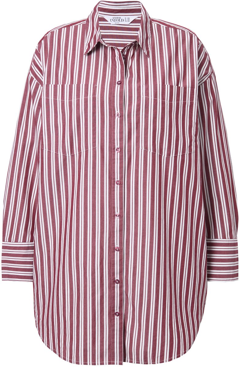 Studio Untold - Dames - Overhemdblouse oversized strepen - Donkerrood - Maat 46+