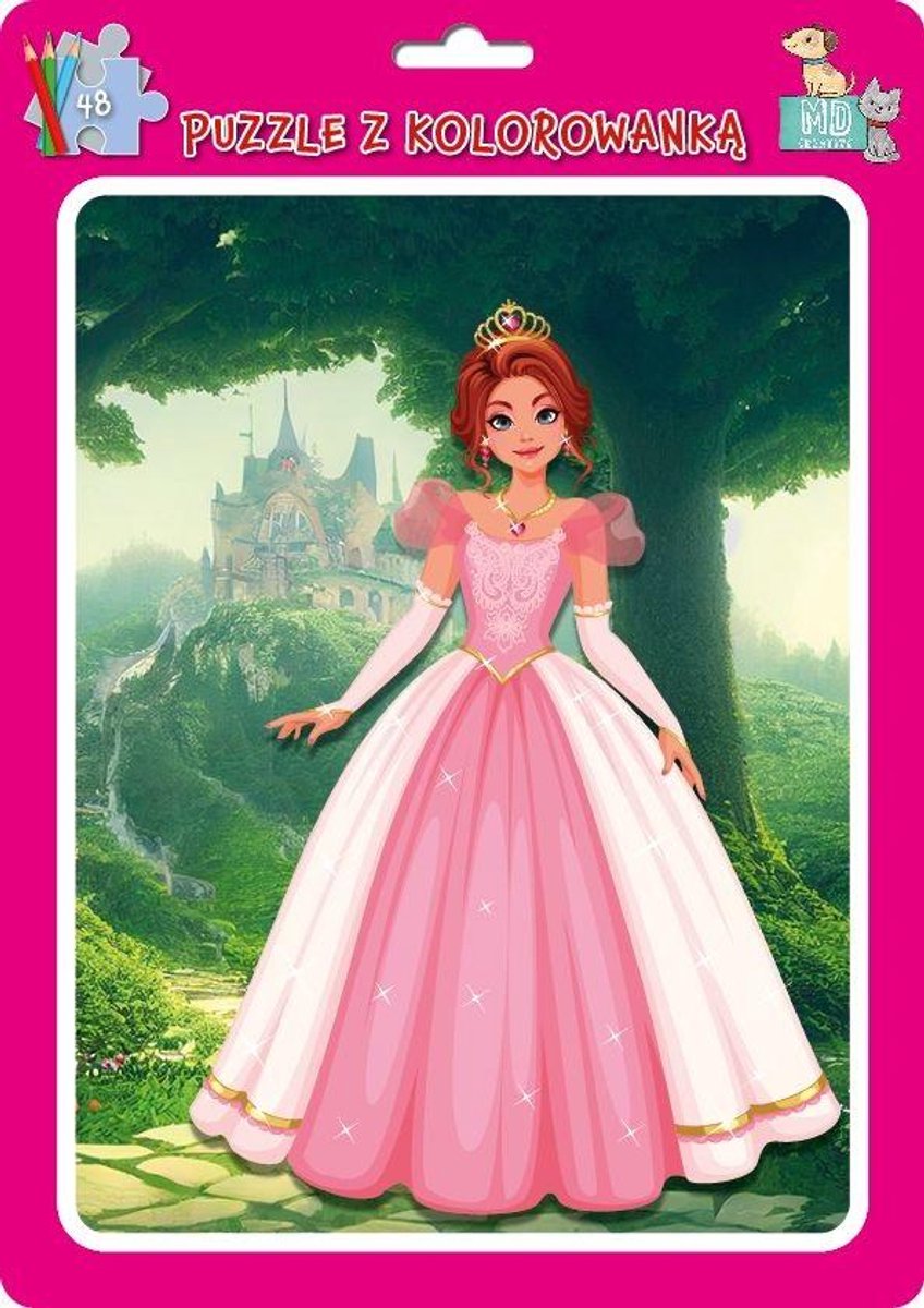 Puzzle w ramce z kolorowanką. Księżniczki - Puzzel in een lijst met kleurplaat. Prinsessen