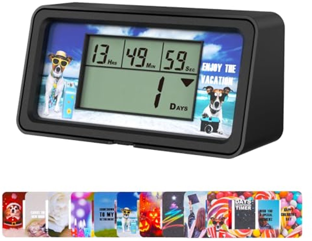 Digitale Afteltimer tot 9999 Dagen met Achtergrondverlichting en Papieren Kaarten