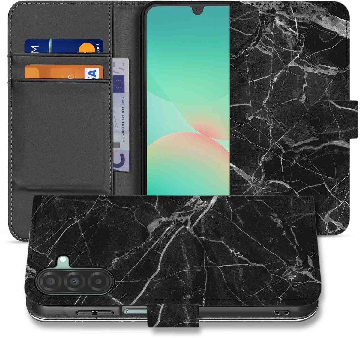 Samsung Galaxy A26 Marmer Zwart Book Case