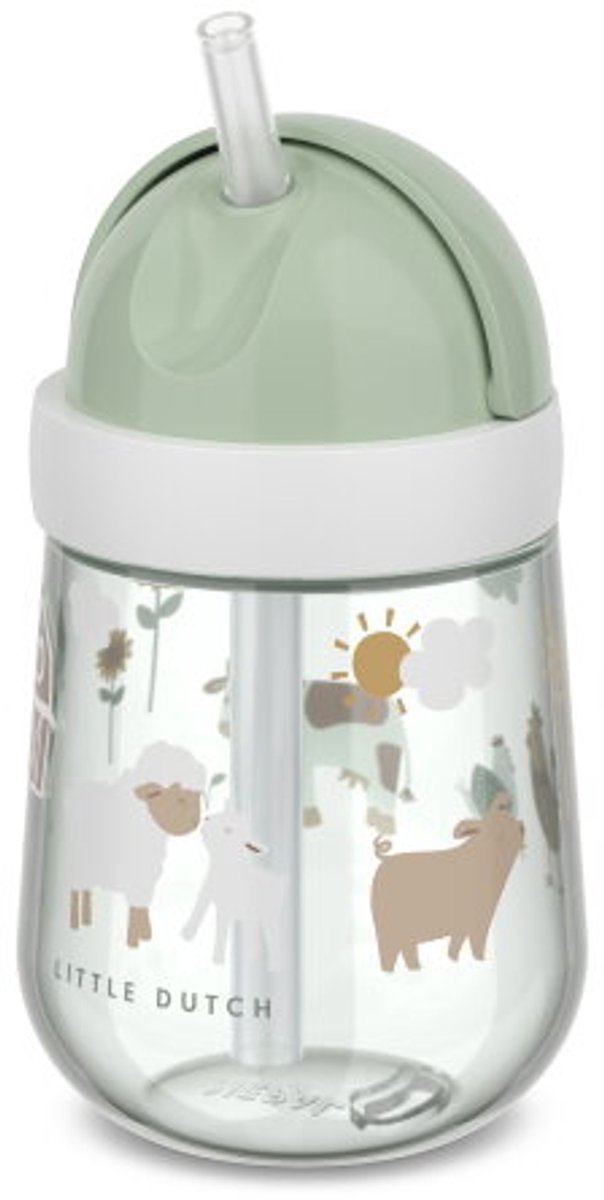 Mepal Mio rietjesbeker – 300 ml – Makkelijk vast te houden – Kinderservies – Little Farm