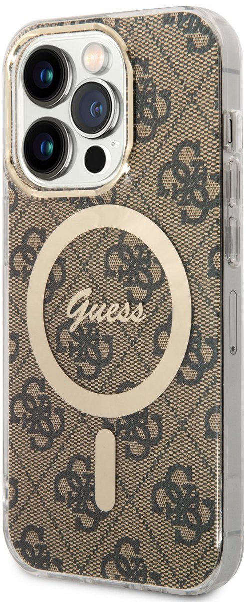 Guess IML 4G Back Case (MagSafe Compatible) - Geschikt voor Apple iPhone 15 (6.1") - Bruin
