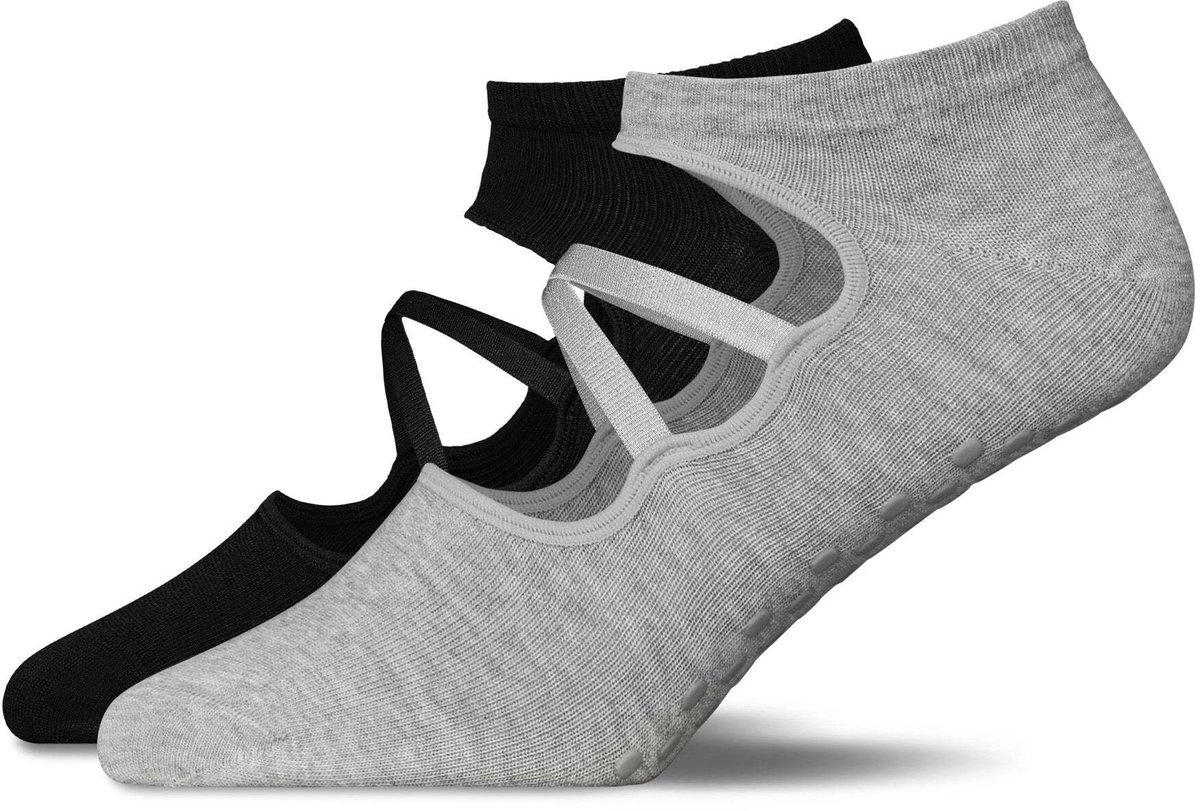 SNOCKS Pilates Sokken Dames - Antislip Sportsokken - Yoga Sokken met Bandjes - Pilates Sokken met Grip - Antislip Zool