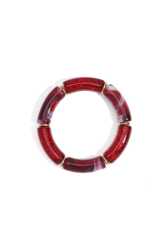 Bracelet Bijoutheek (Bijoux) Rétro Déclaration Grosses Perles Bordeaux