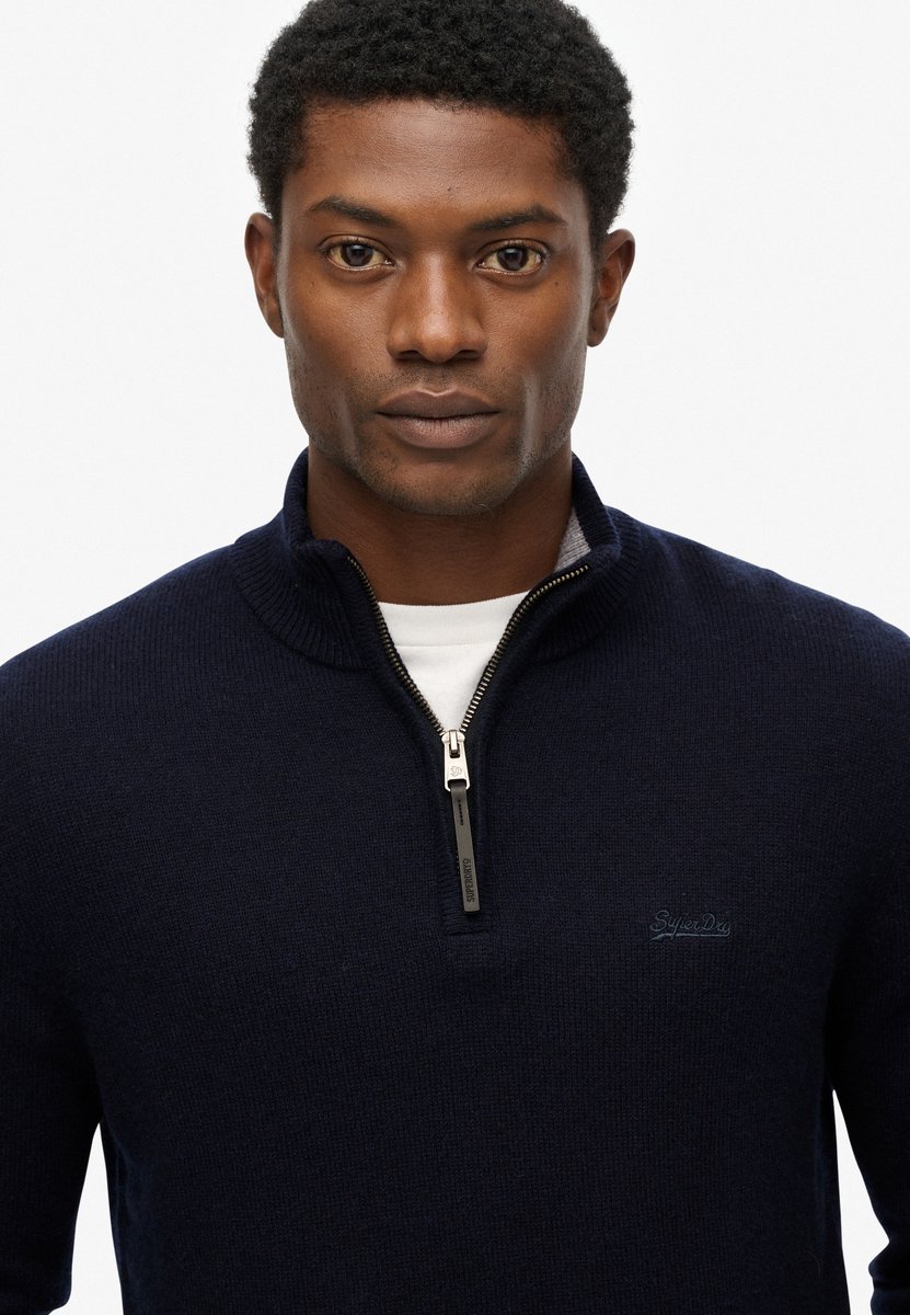 Superdry Wollen Mix Trui Met Halve Rits Heren Sweaters Marineblauw
