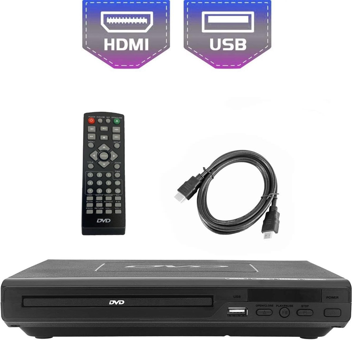 SNJY® DVD Speler met HDMI - DVD Speler Laptop - Externe DVD Speler - 1080P - Zwart